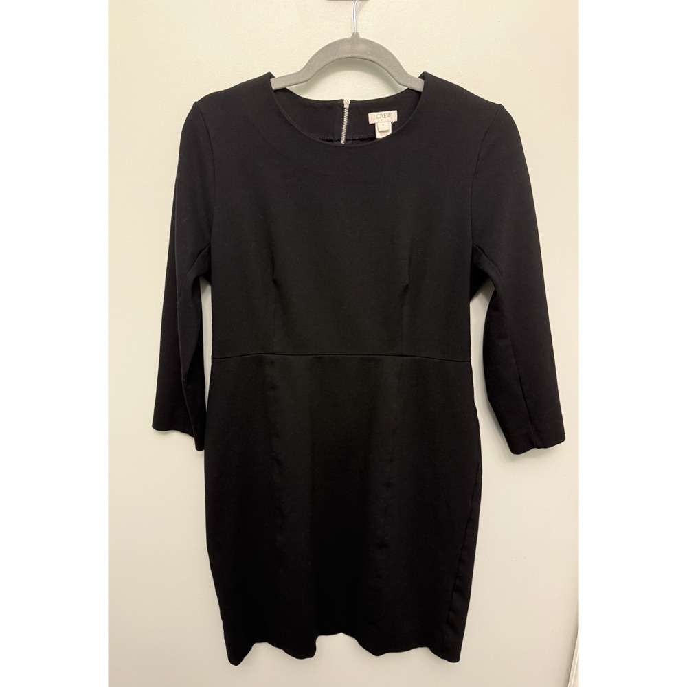 J.‎ Crew Dress Womens Sz 8 Sheath Black Structured Knit Stretch Career Work